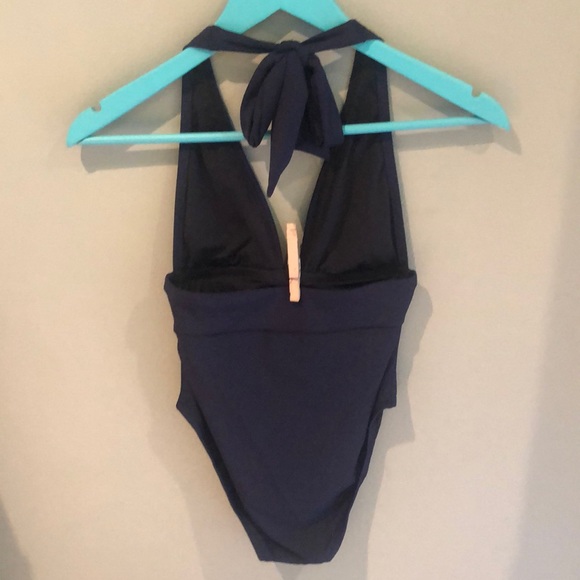 NWT J Crew navy halter one piece swimsuit - Picture 2 of 4